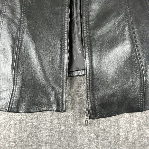 East 5th Leather Jacket Womens Sz L Black Full Zip Lined Moto Street Fashion - Picture 6 of 12